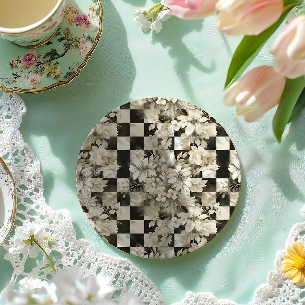 Courtly Check Ceramic Coasters - 6 Styles | Single or Full Set of 6