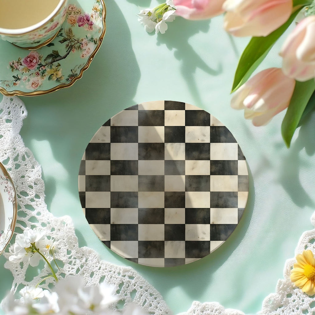 Courtly Check Ceramic Coasters - 6 Styles | Single or Full Set of 6