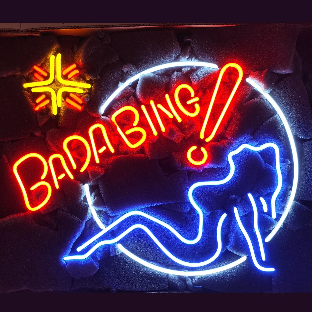 Bada Bing Girl Neon Sign – Real Glass Tube LED Bar Wall Decor