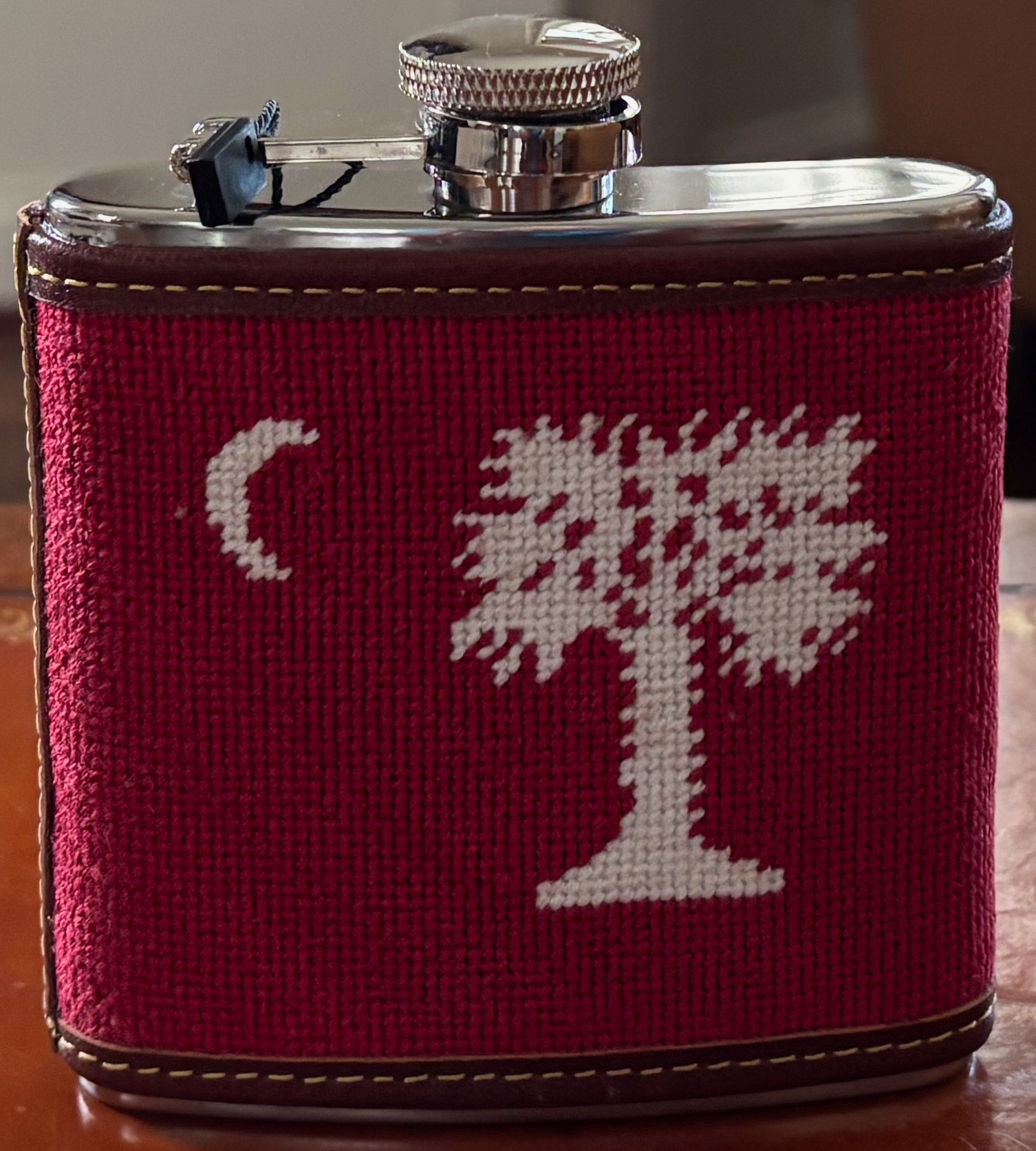 The Citadel Big Red Needlepoint Flask - 5 oz | Hand-Stitched | Officially Licensed