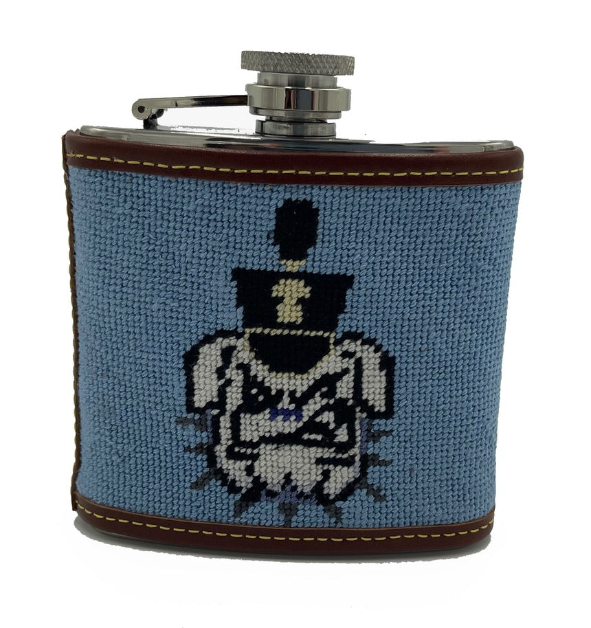 The Citadel Bulldogs ‘Spike’ Needlepoint Flask - 5 oz | Hand-Stitched | Officially Licensed