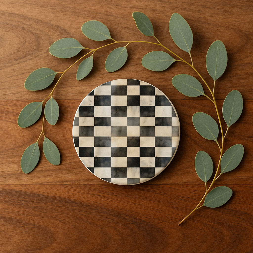 Courtly Check Ceramic Coasters - 6 Styles | Single or Full Set of 6