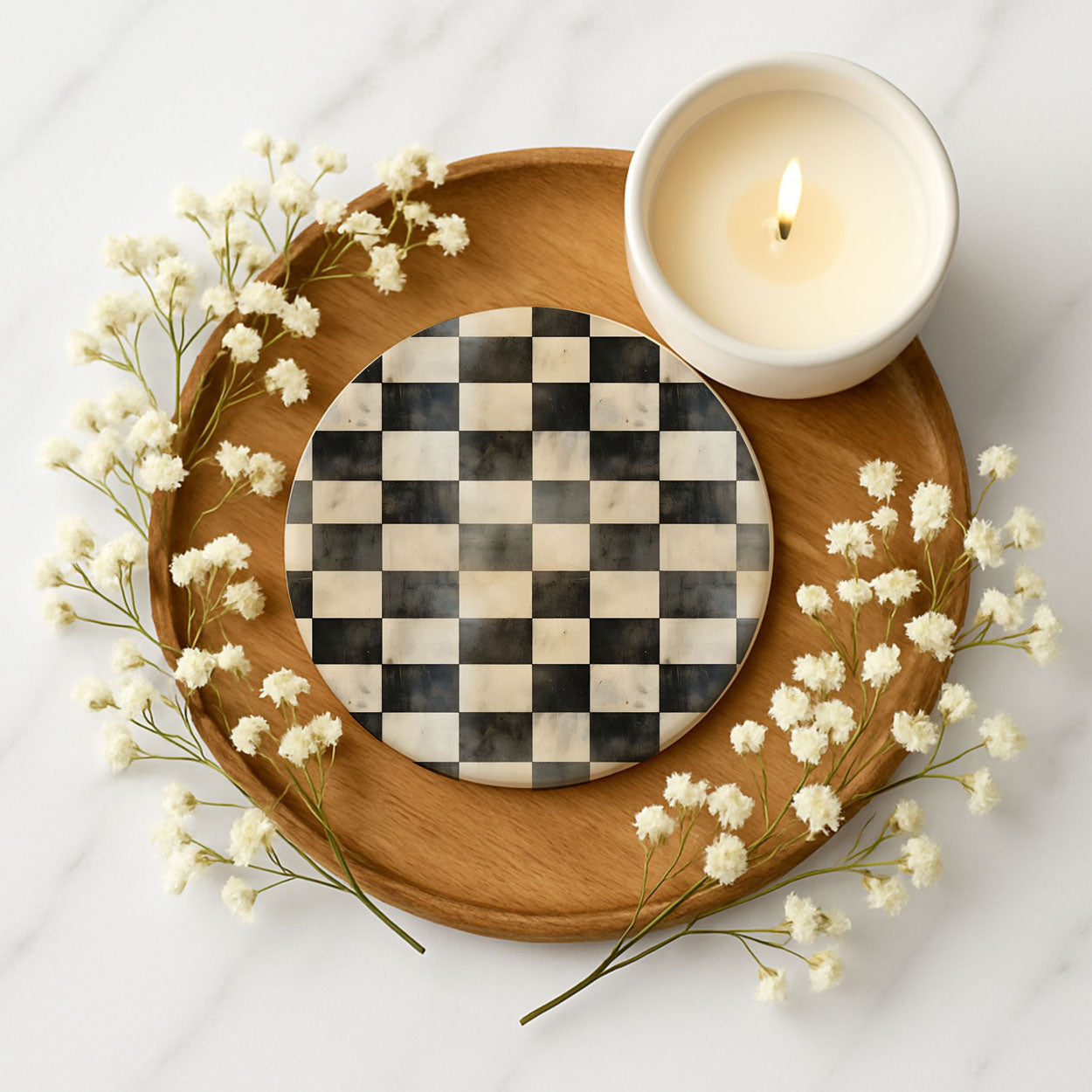 Courtly Check Ceramic Coasters - 6 Styles | Single or Full Set of 6