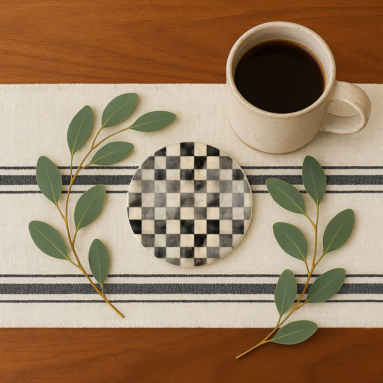 Courtly Check Ceramic Coasters - 6 Styles | Single or Full Set of 6
