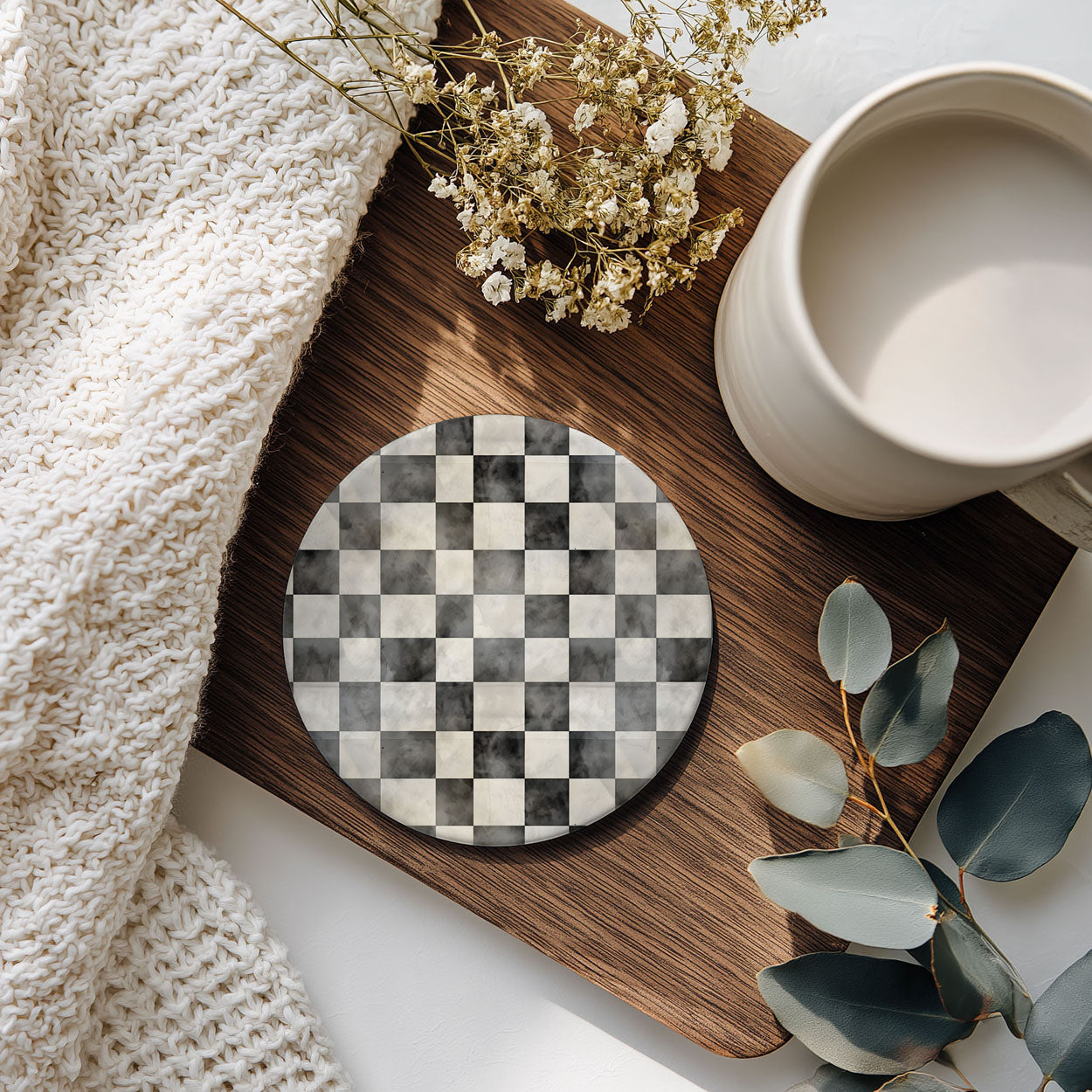 Courtly Check Ceramic Coasters - 6 Styles | Single or Full Set of 6