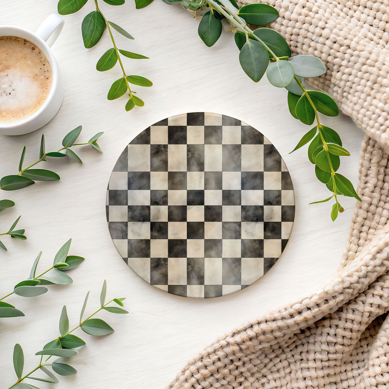 Courtly Check Ceramic Coasters - 6 Styles | Single or Full Set of 6