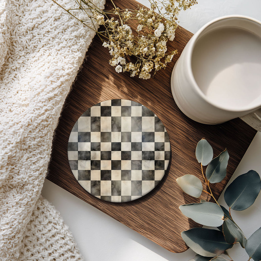 Courtly Check Ceramic Coasters - 6 Styles | Single or Full Set of 6