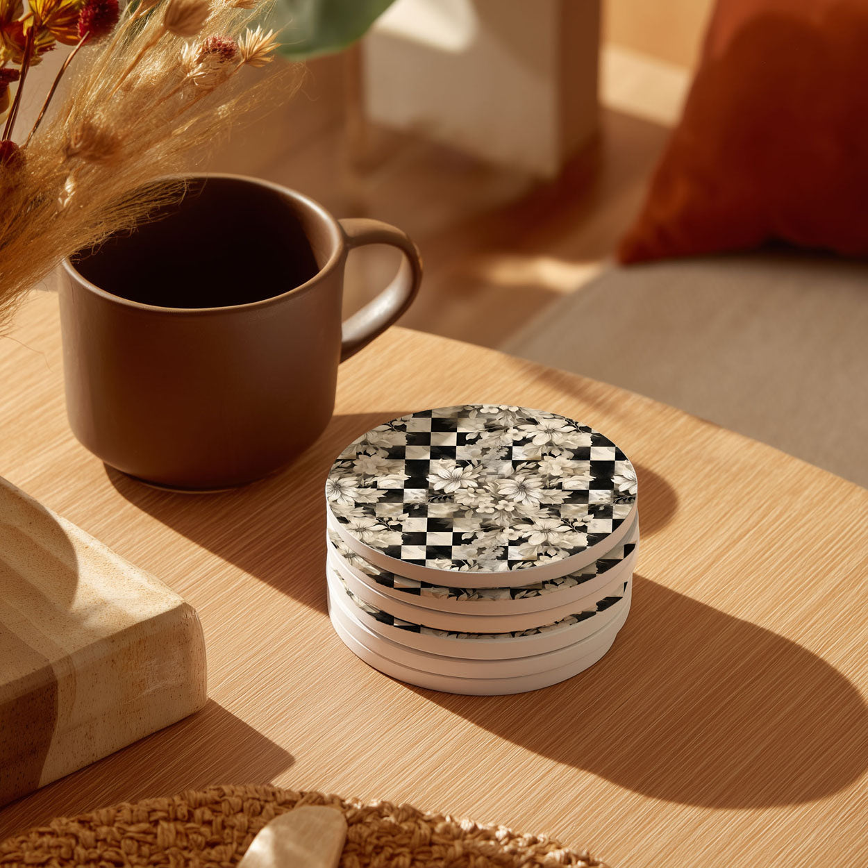 Courtly Check Ceramic Coasters - 6 Styles | Single or Full Set of 6