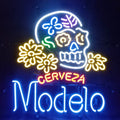 Modelo Cerveza Skull & Bone Neon Sign