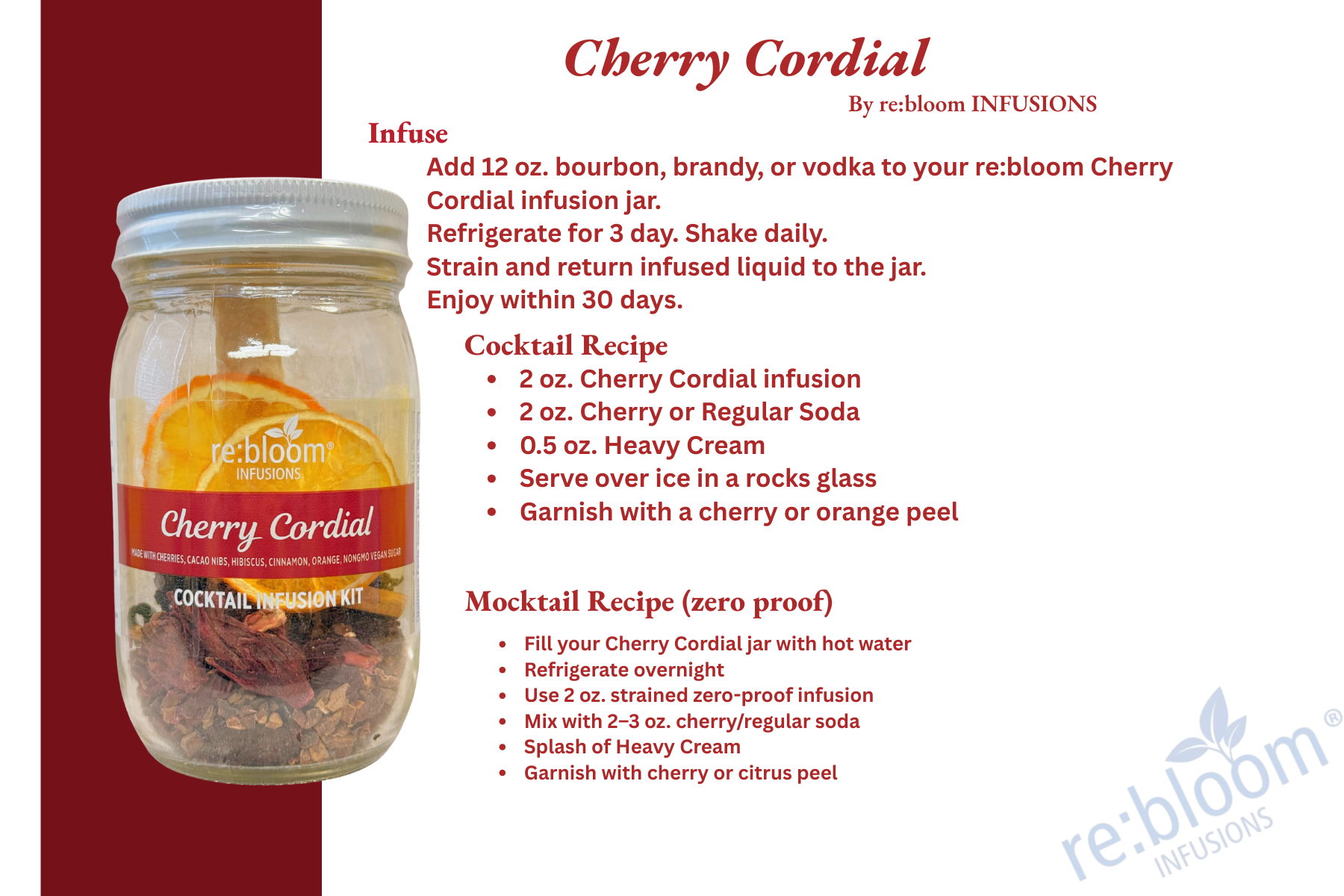 Cherry Cordial Cocktail Infusion Kit – Handcrafted Fruit & Cacao Infusion