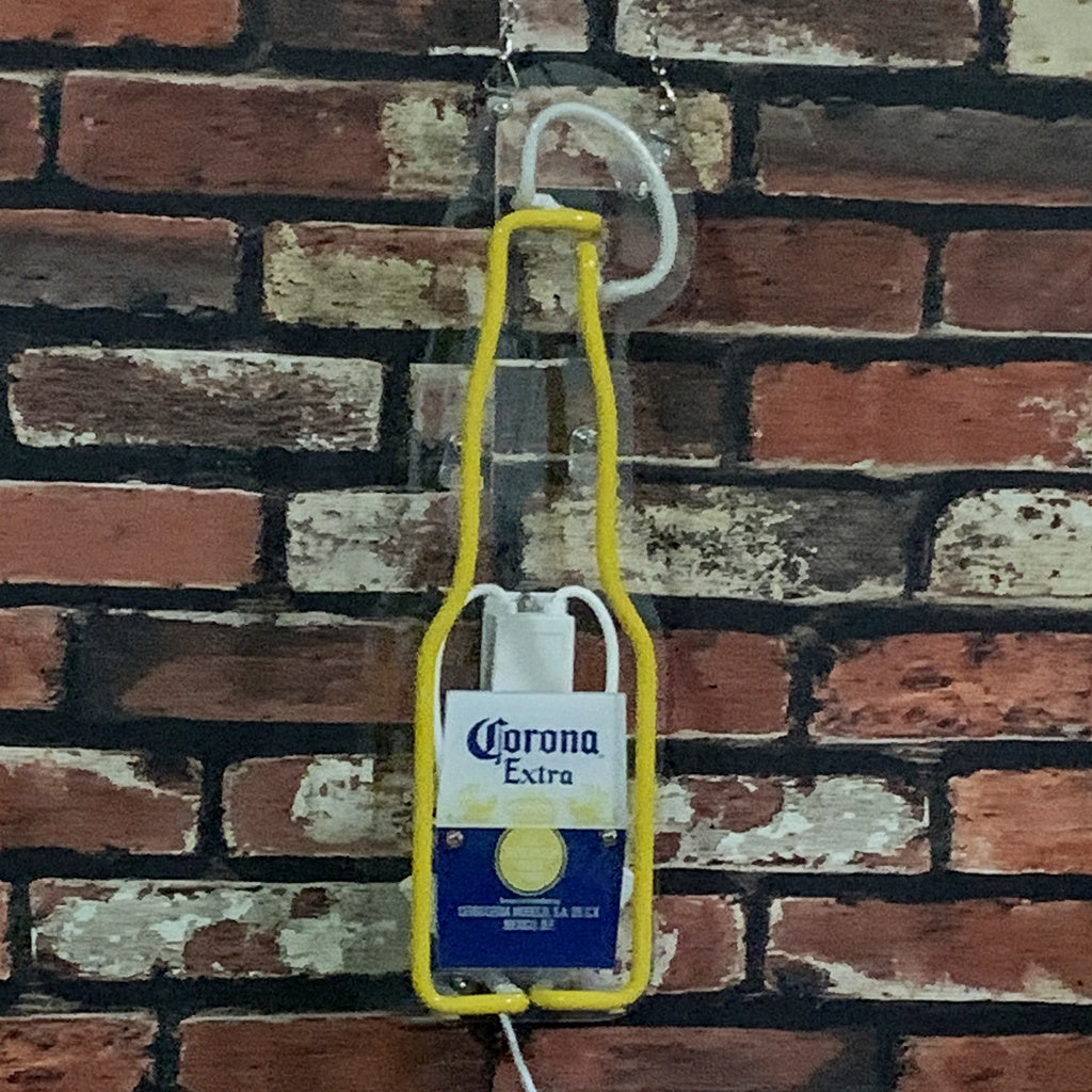 Corona Extra Bottle with Lime Neon Sign