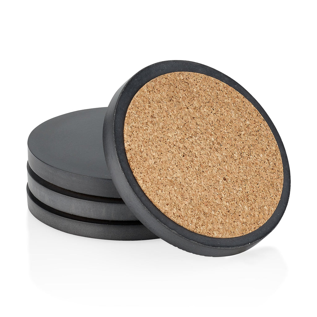 Charcoal Concrete Round Coasters — Set of 4 | Handcrafted in Charleston, SC