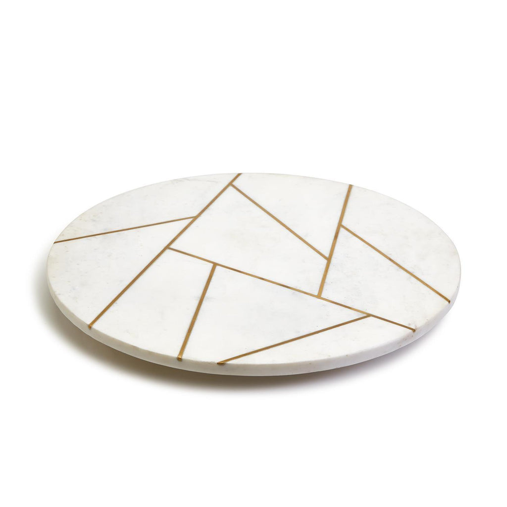 Marble & Gold Lazy Susan – 18" Rotating Charcuterie & Entertaining Board