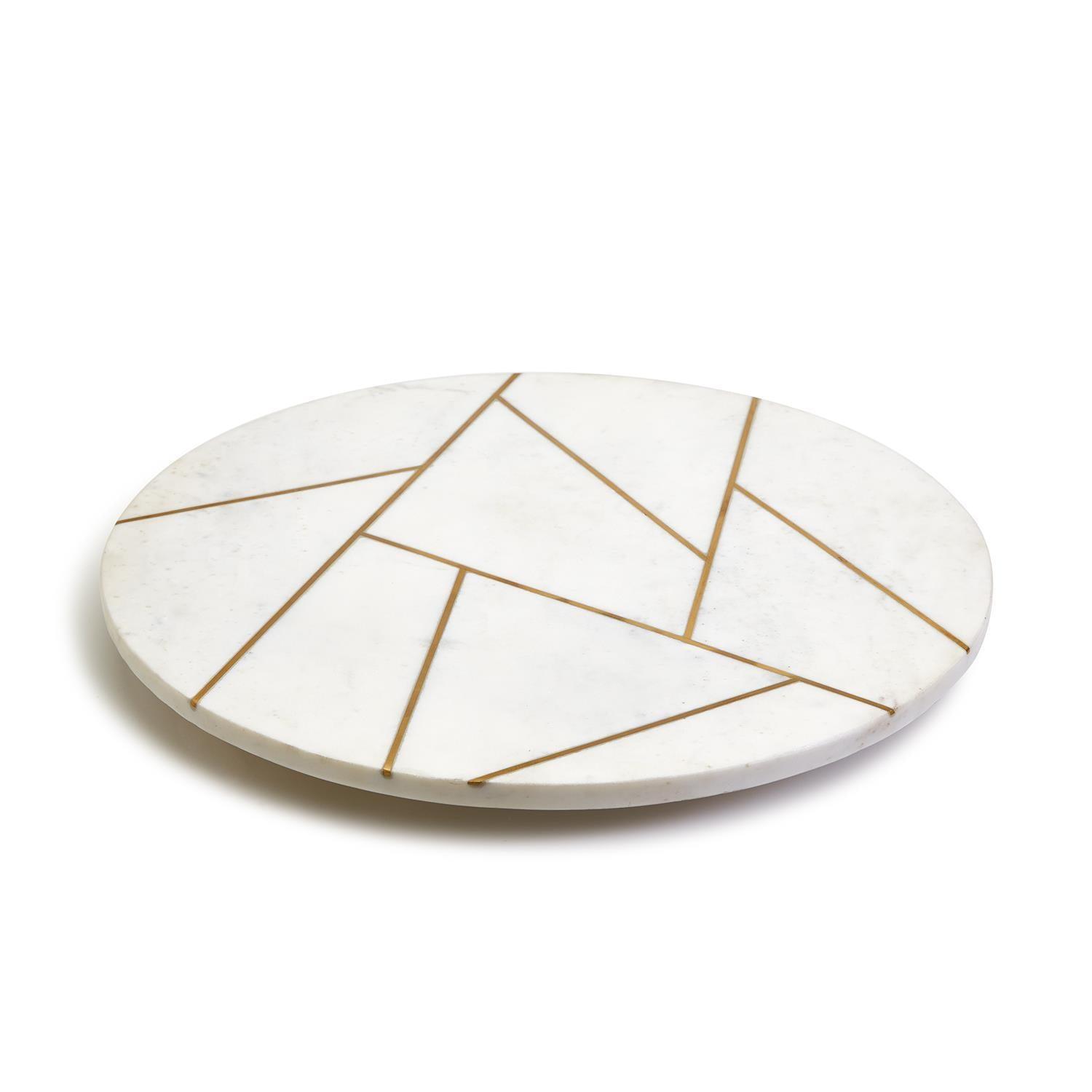 Marble & Gold Lazy Susan – 18" Rotating Charcuterie & Entertaining Board