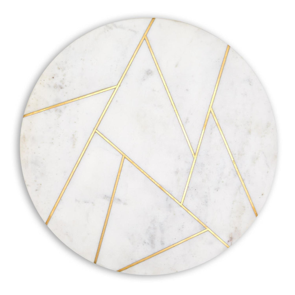 Marble & Gold Lazy Susan – 18" Rotating Charcuterie & Entertaining Board