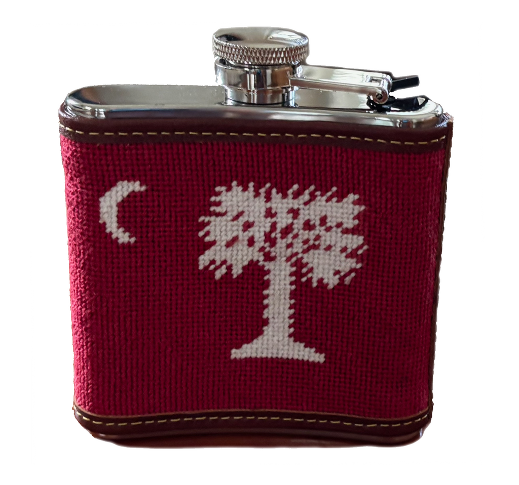 The Citadel Big Red Needlepoint Flask - 5 oz | Hand-Stitched | Officially Licensed