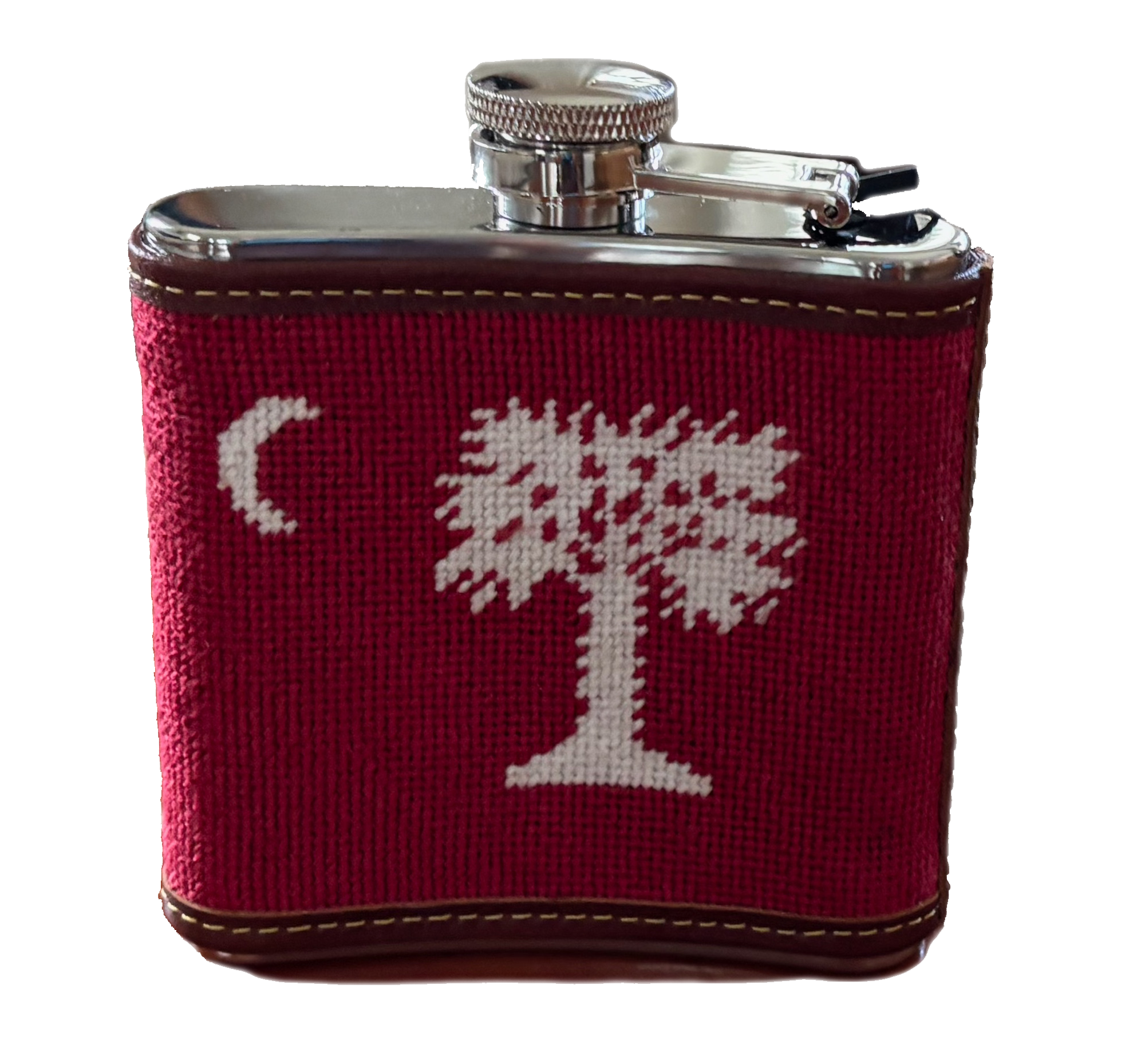 The Citadel Big Red Needlepoint Flask - 5 oz | Hand-Stitched | Officially Licensed