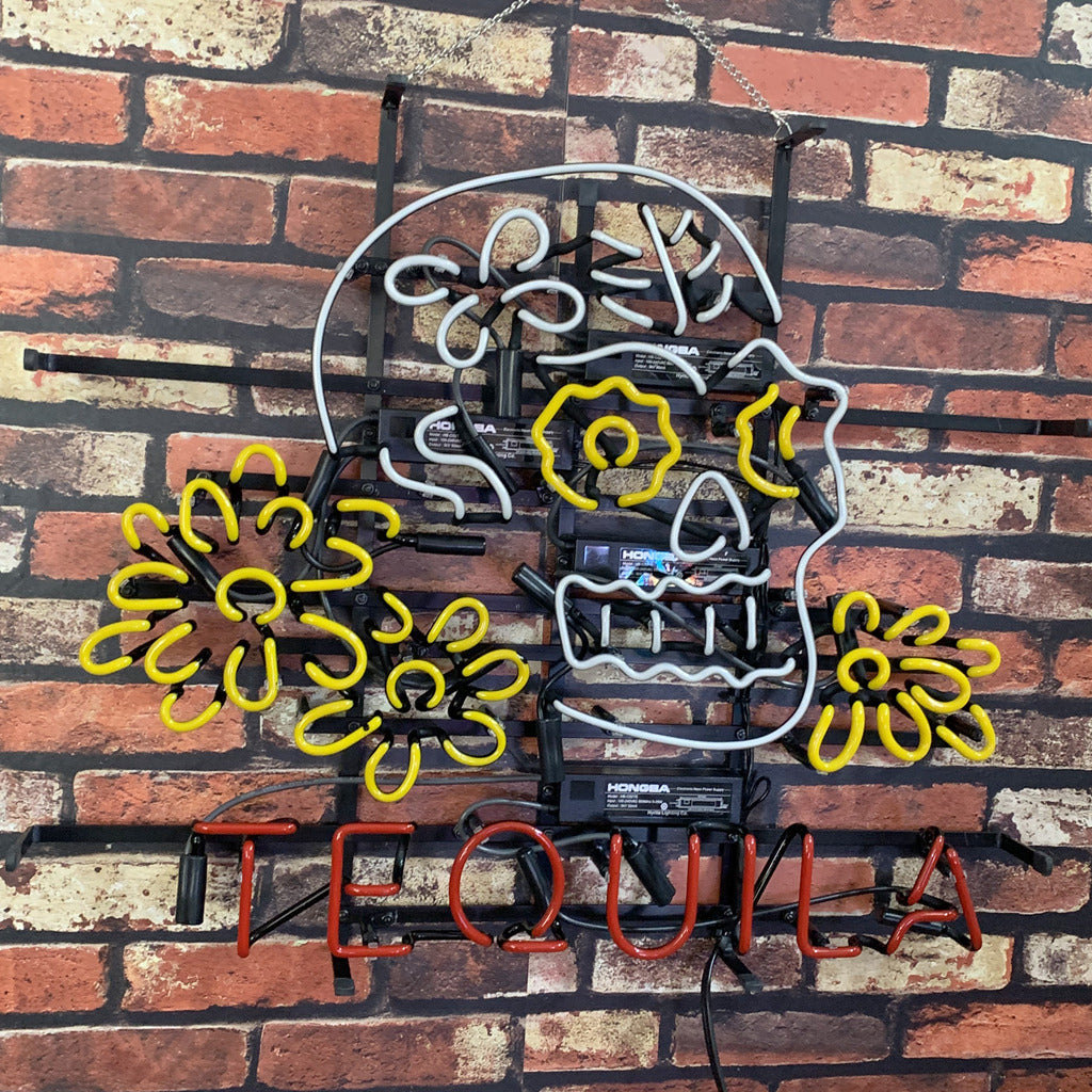 Tequila Skull & Flower Neon Sign