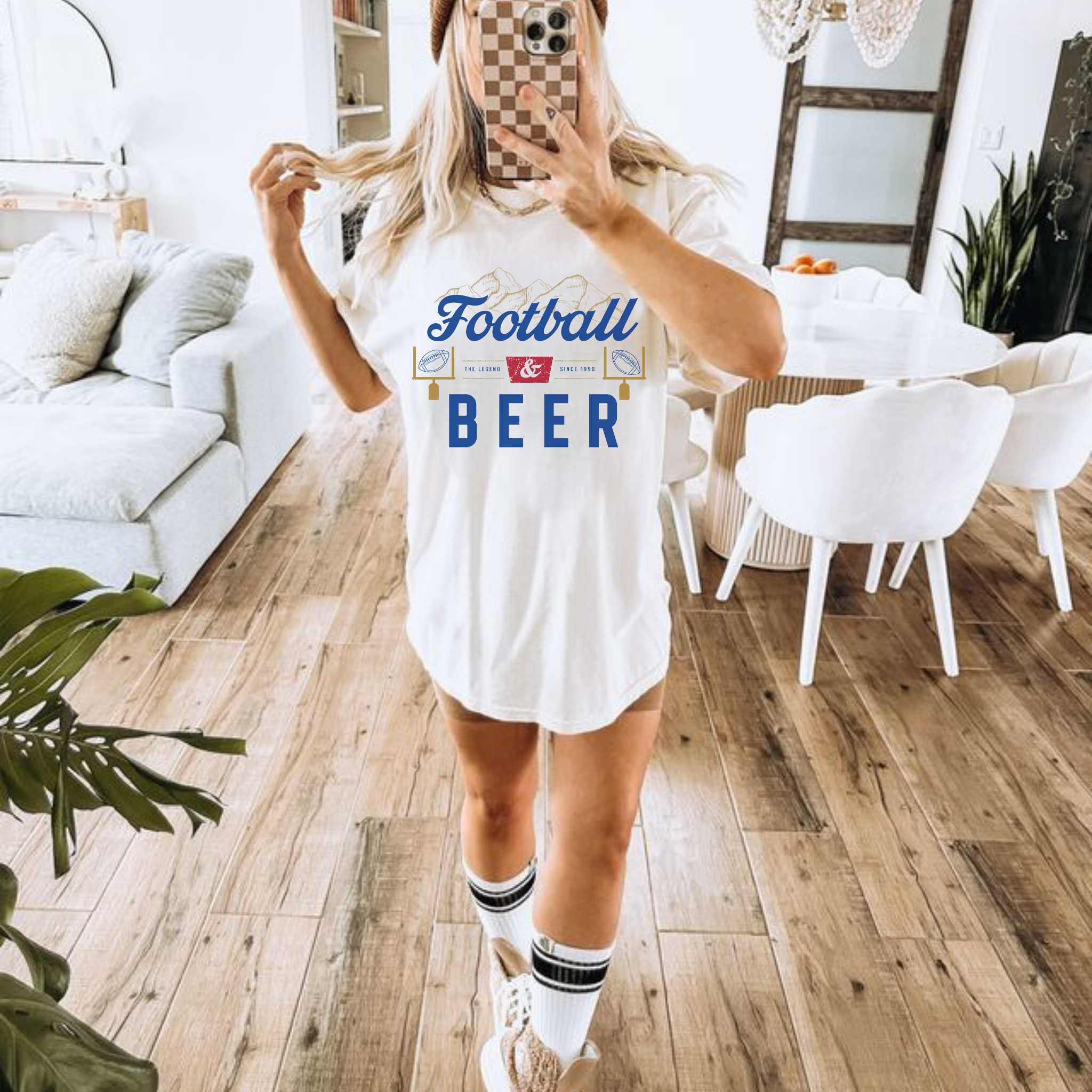 Football & Beer Retro Graphic T-Shirt – Game Day Comfort Colors Tee