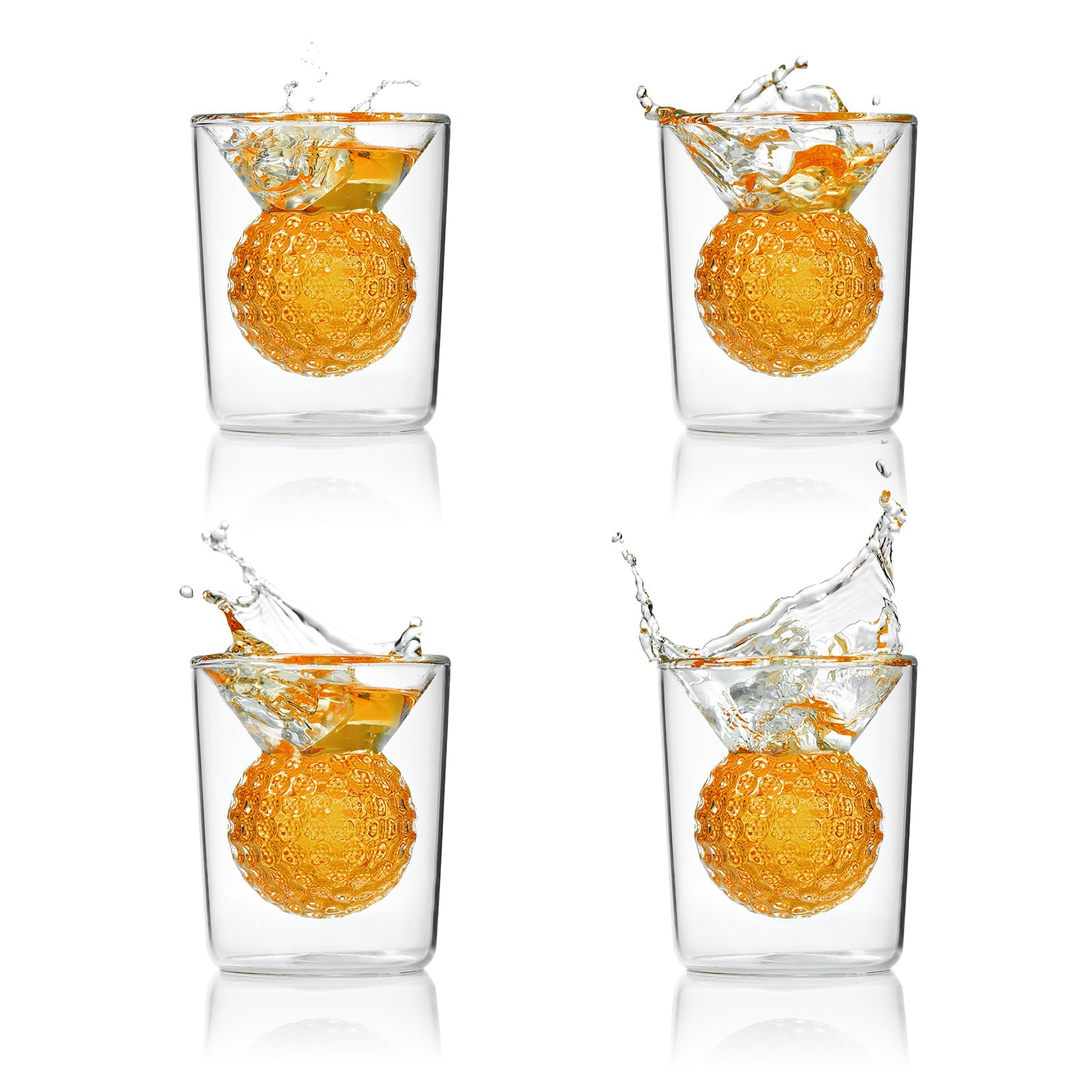 Golf Ball Shot Glasses - 2 oz Lead-Free Borosilicate Glass | Gift Boxed