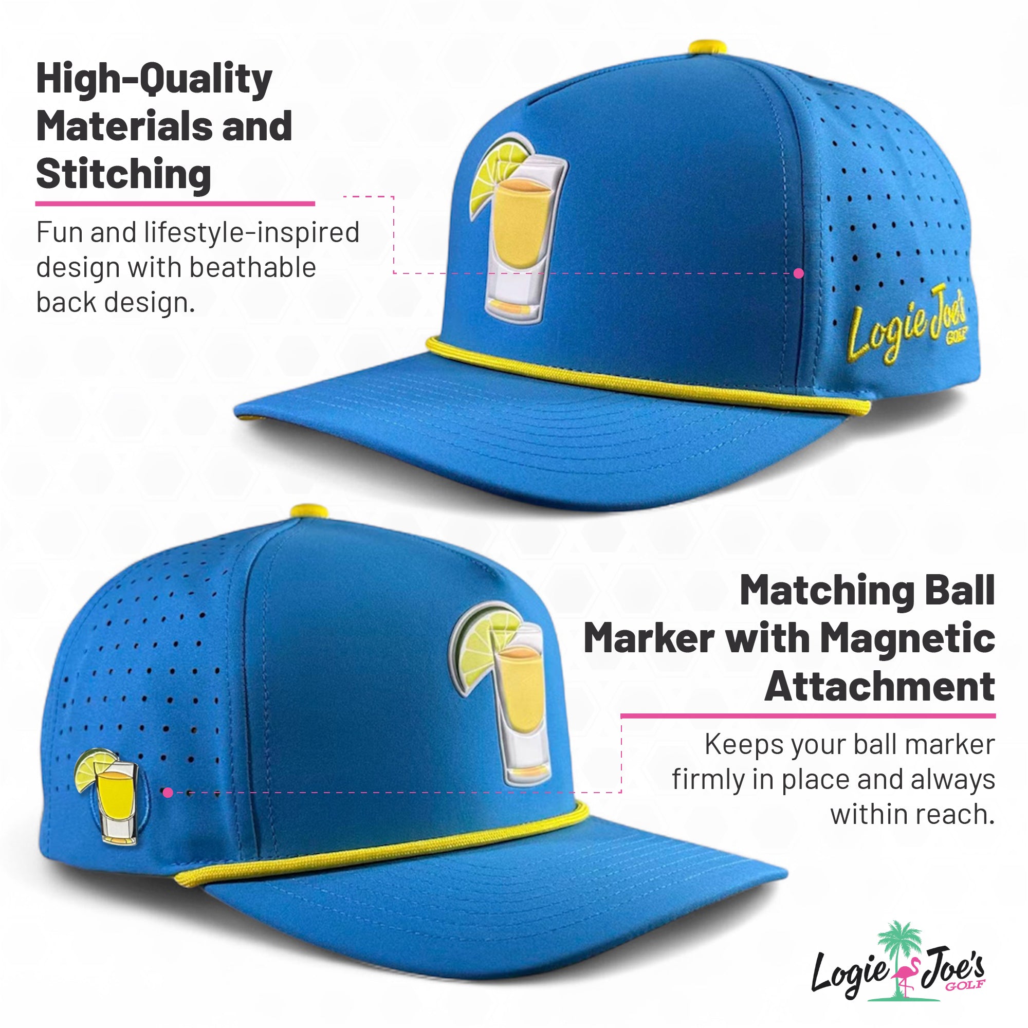 Cold One Golf Hat with Magnetic Ball Marker — Snapback Cap