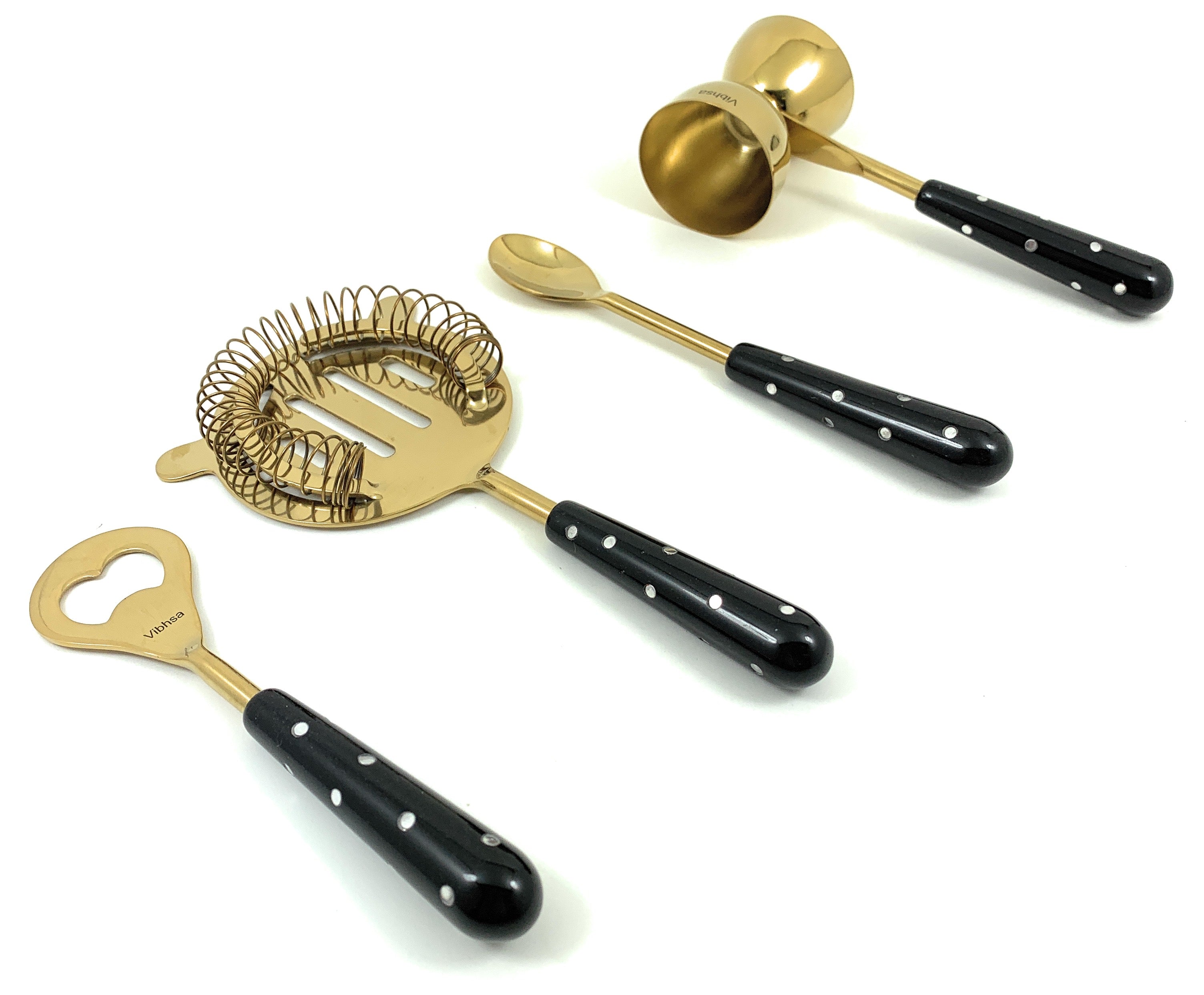 4-Piece Bar Tool Set - Black & Gold