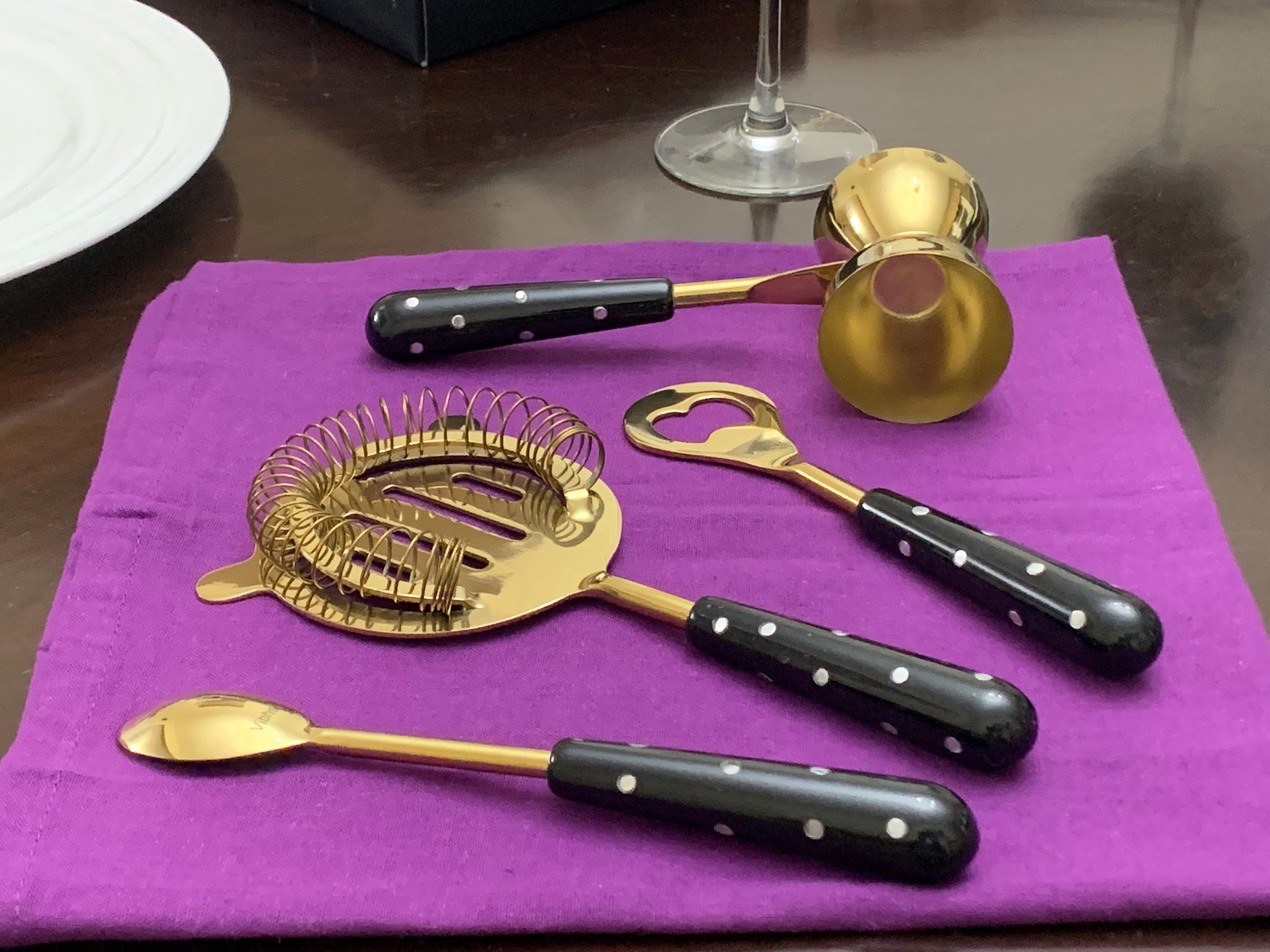 4-Piece Bar Tool Set - Black & Gold