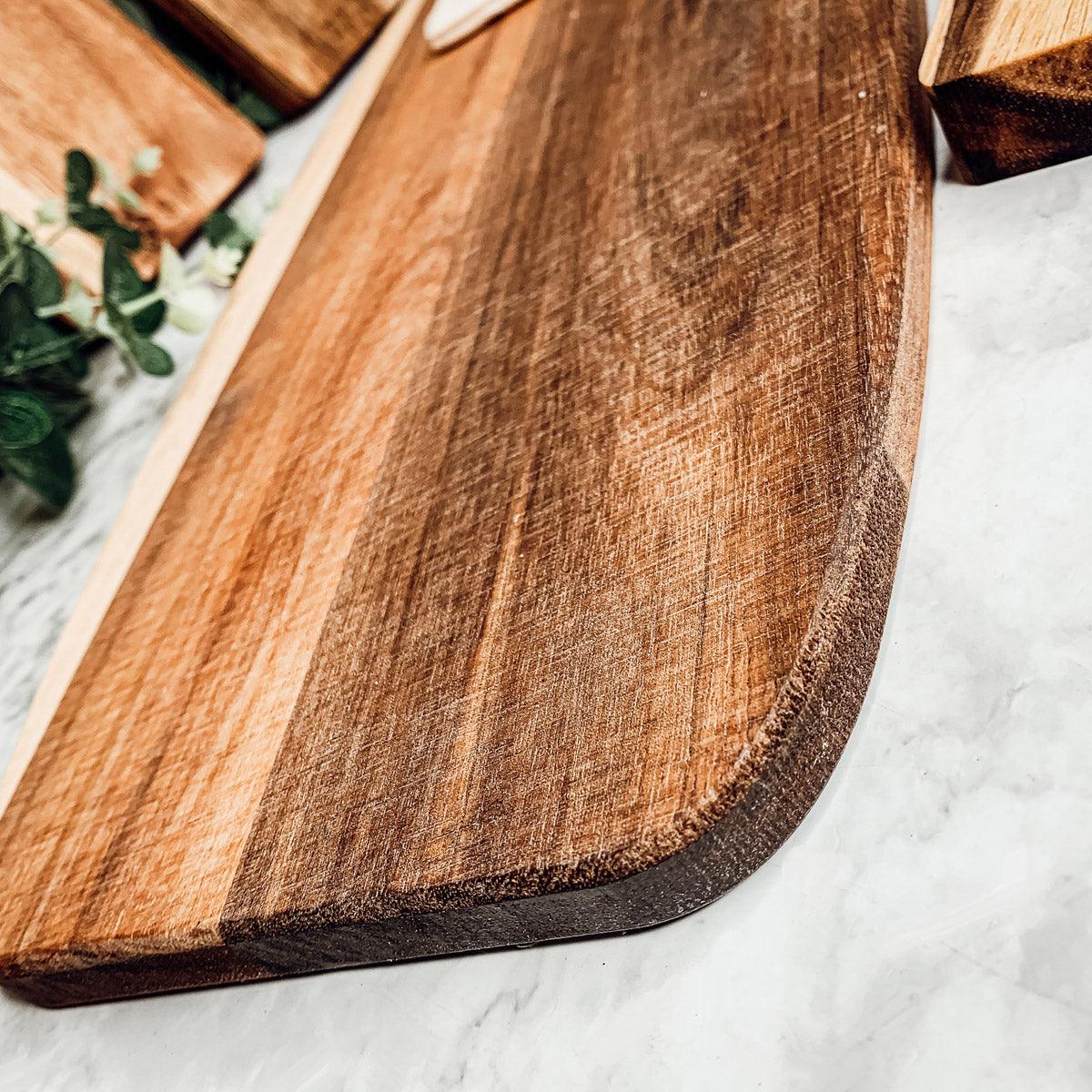 Acacia Wood Serving Board with 6 Bamboo Cheese Markers - 23" | Handmade | Gia Roma