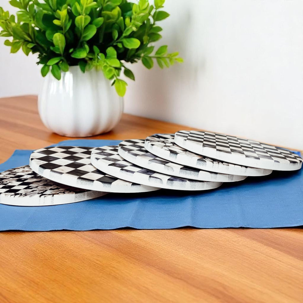 Courtly Check Ceramic Coasters - 6 Styles | Single or Full Set of 6