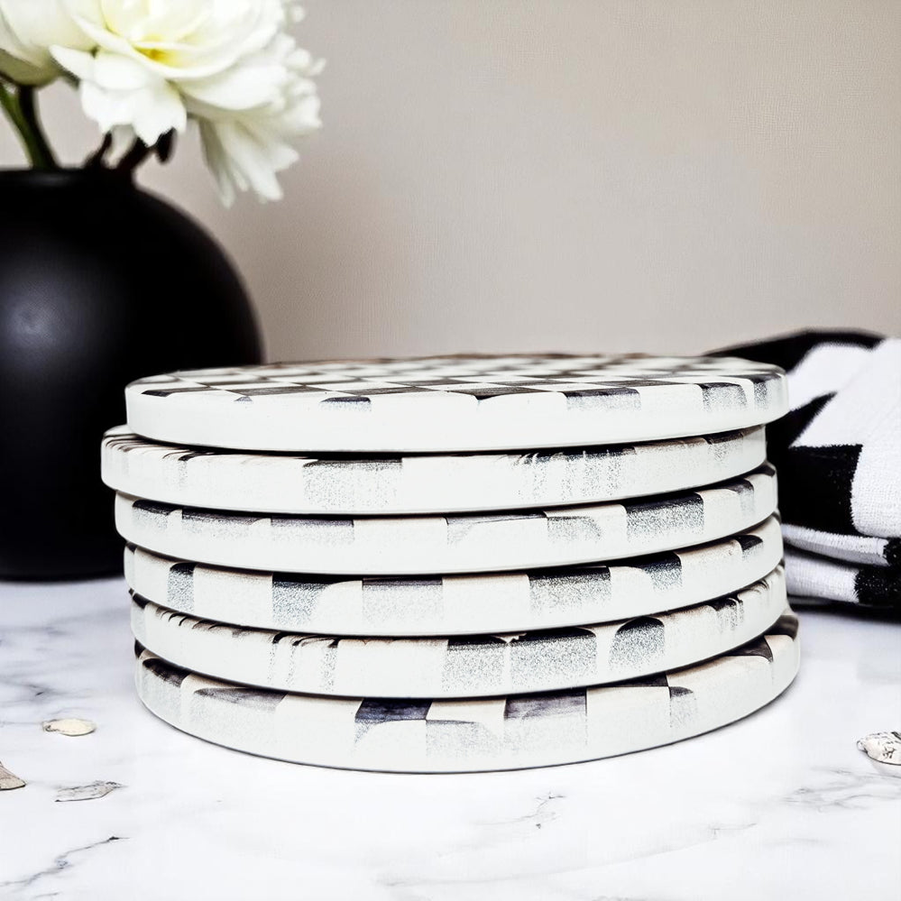 Courtly Check Ceramic Coasters - 6 Styles | Single or Full Set of 6