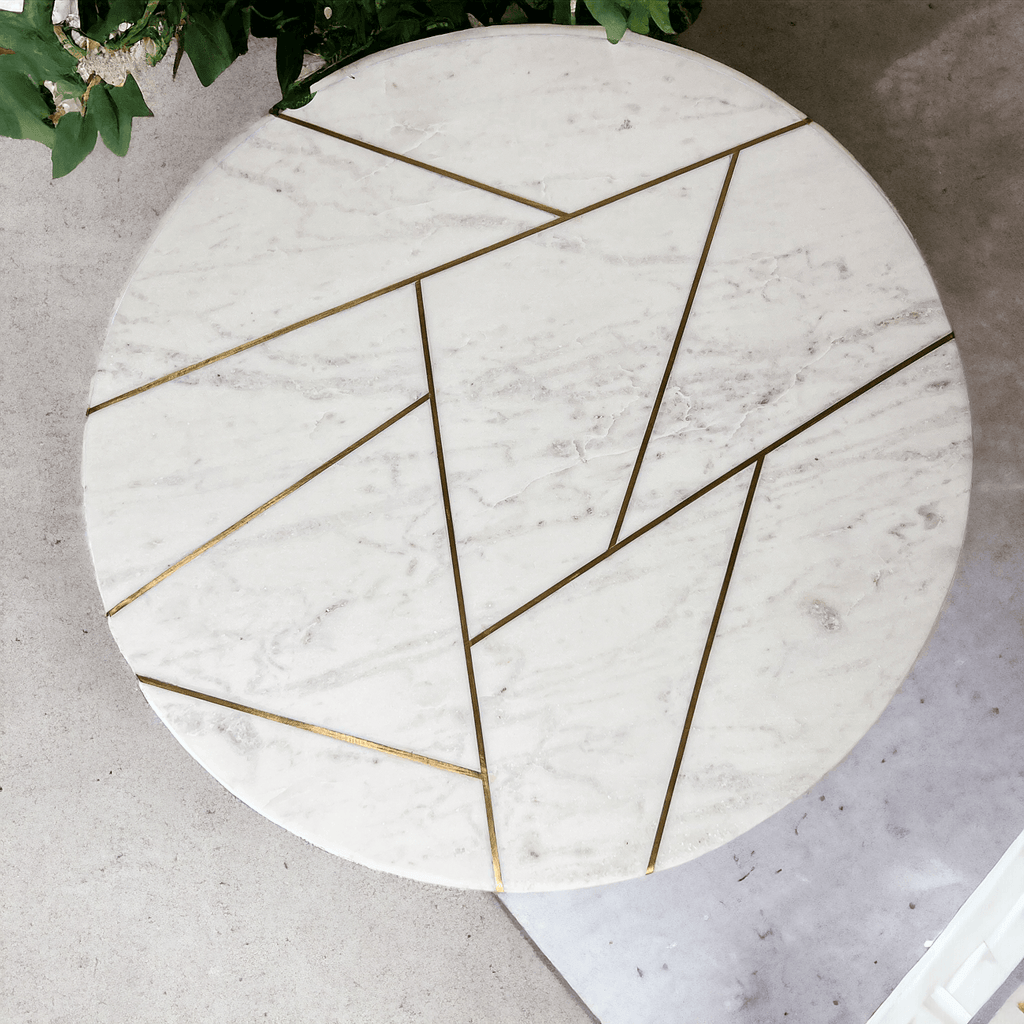 Marble & Gold Lazy Susan – 18" Rotating Charcuterie & Entertaining Board