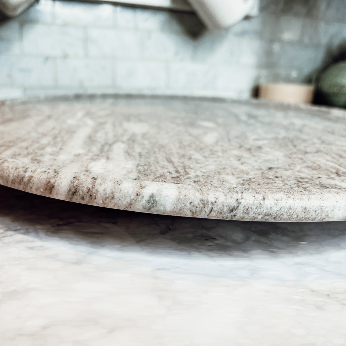 Marble Lazy Susan Charcuterie Board - 18" White Marble and Mango Wood | Ball-Bearing Swivel