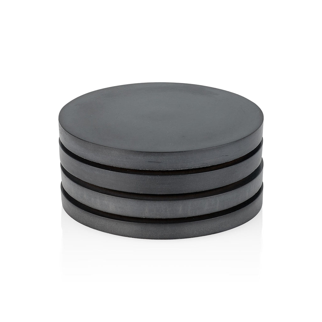 Charcoal Concrete Round Coasters — Set of 4 | Handcrafted in Charleston, SC