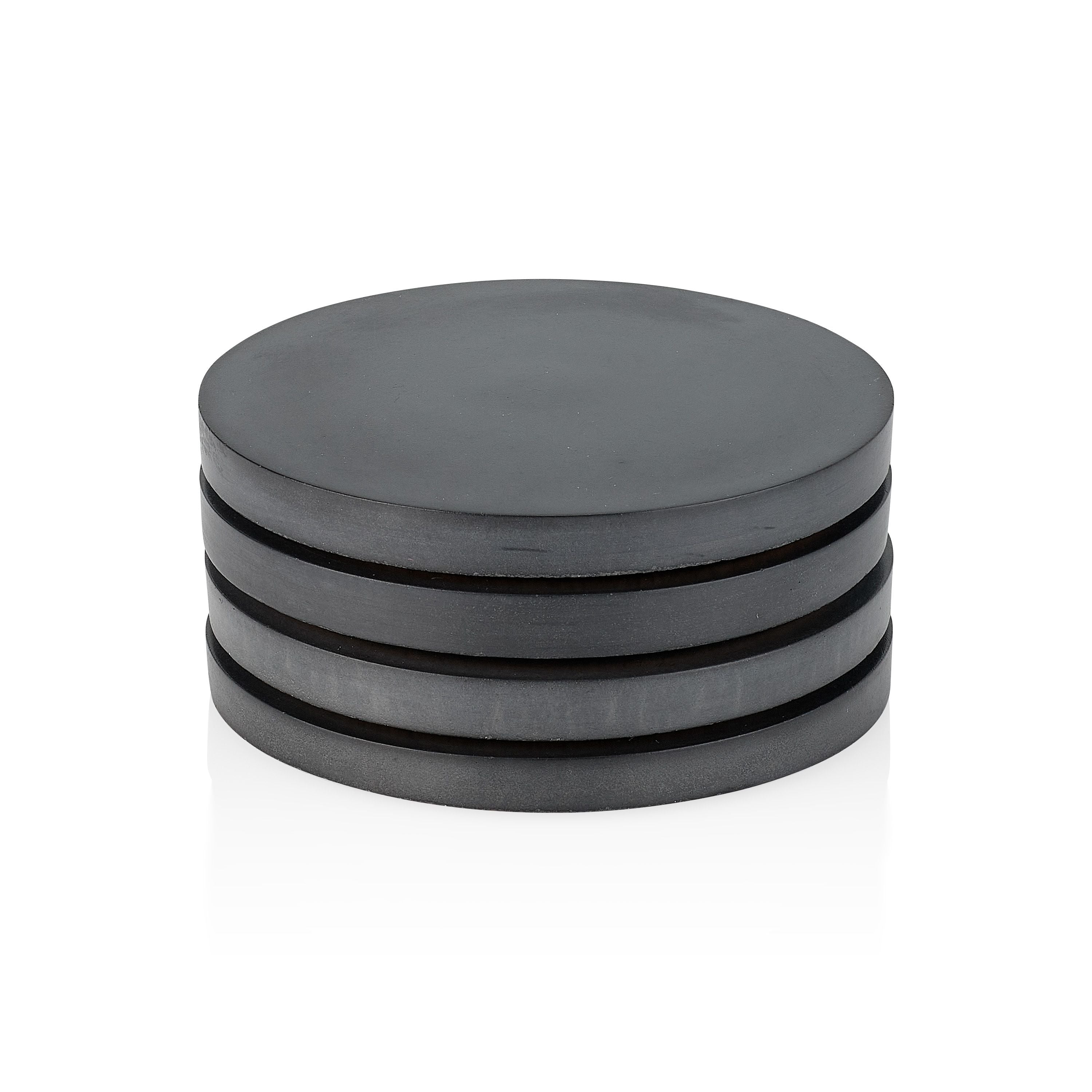 Charcoal Concrete Round Coasters — Set of 4 | Handcrafted in Charleston, SC