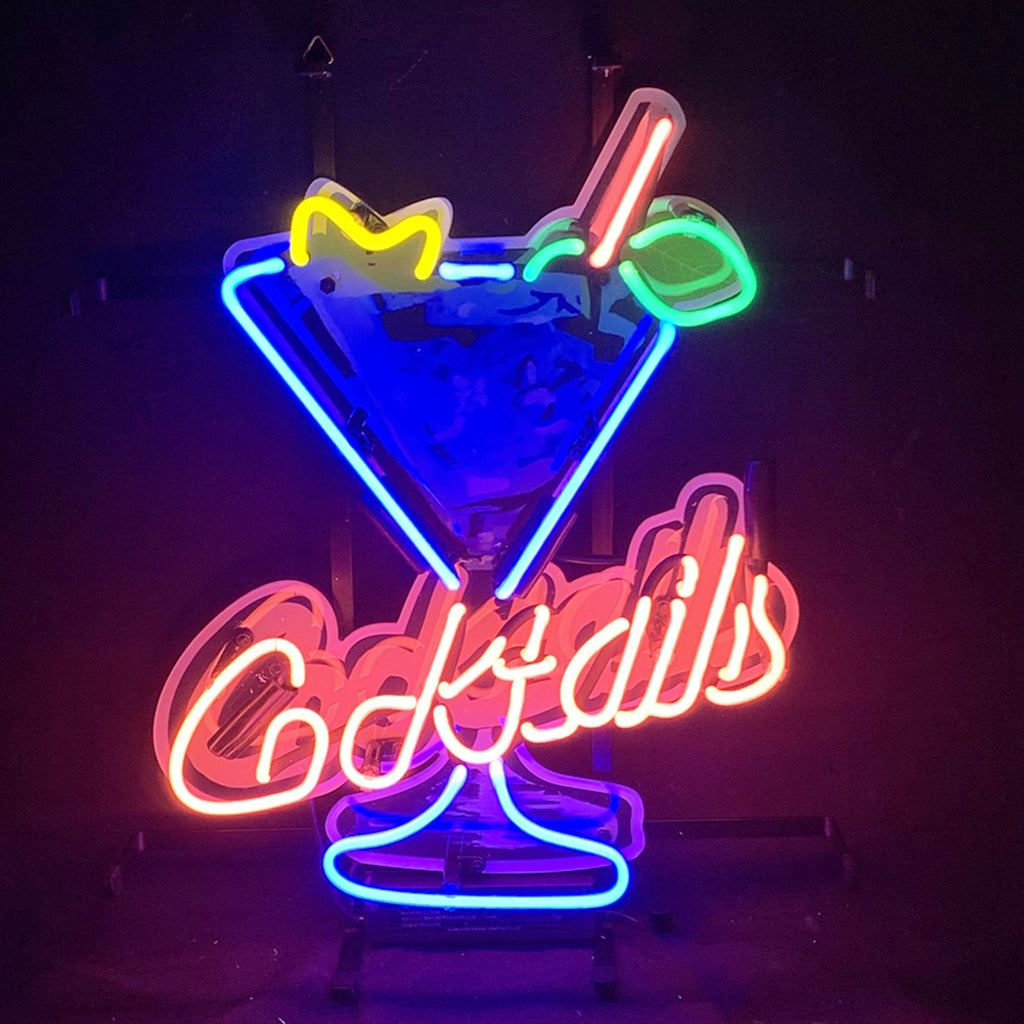 Ice Cocktails Martini Cup Neon Sign – Home Bar LED Decor