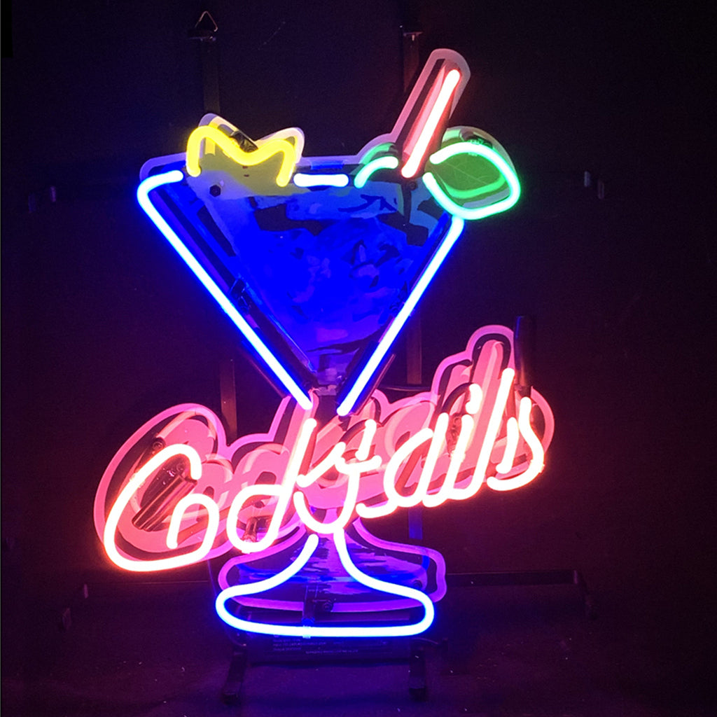 Ice Cocktails Martini Cup Neon Sign – Home Bar LED Decor