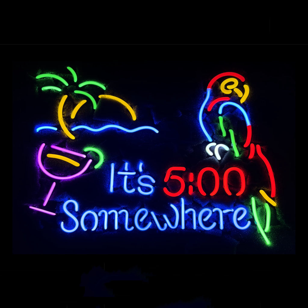 It's 5 O'Clock Somewhere Parrot Neon Sign