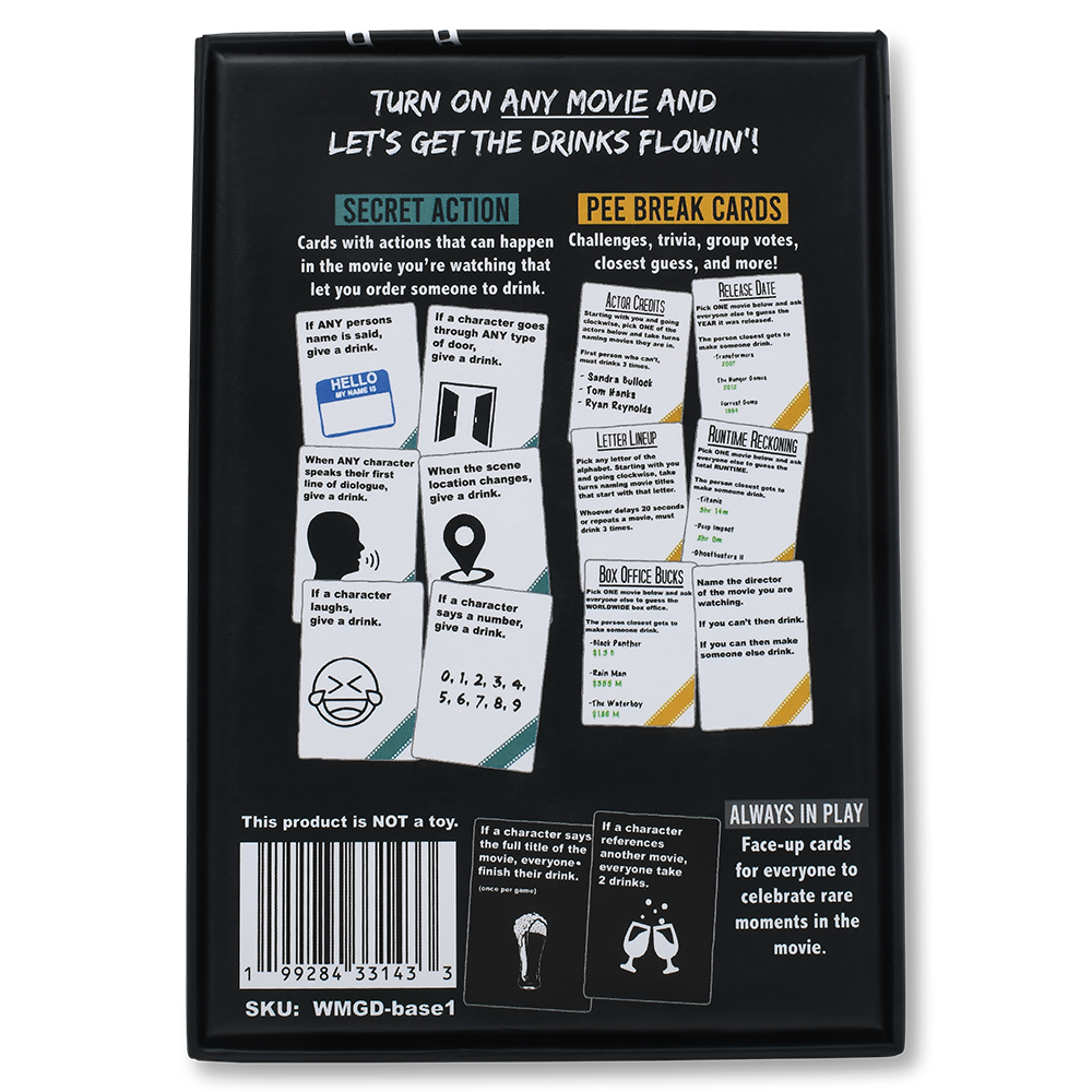 Watch Movies, Get Drunk - The Live Movie Drinking Game | 130 Cards