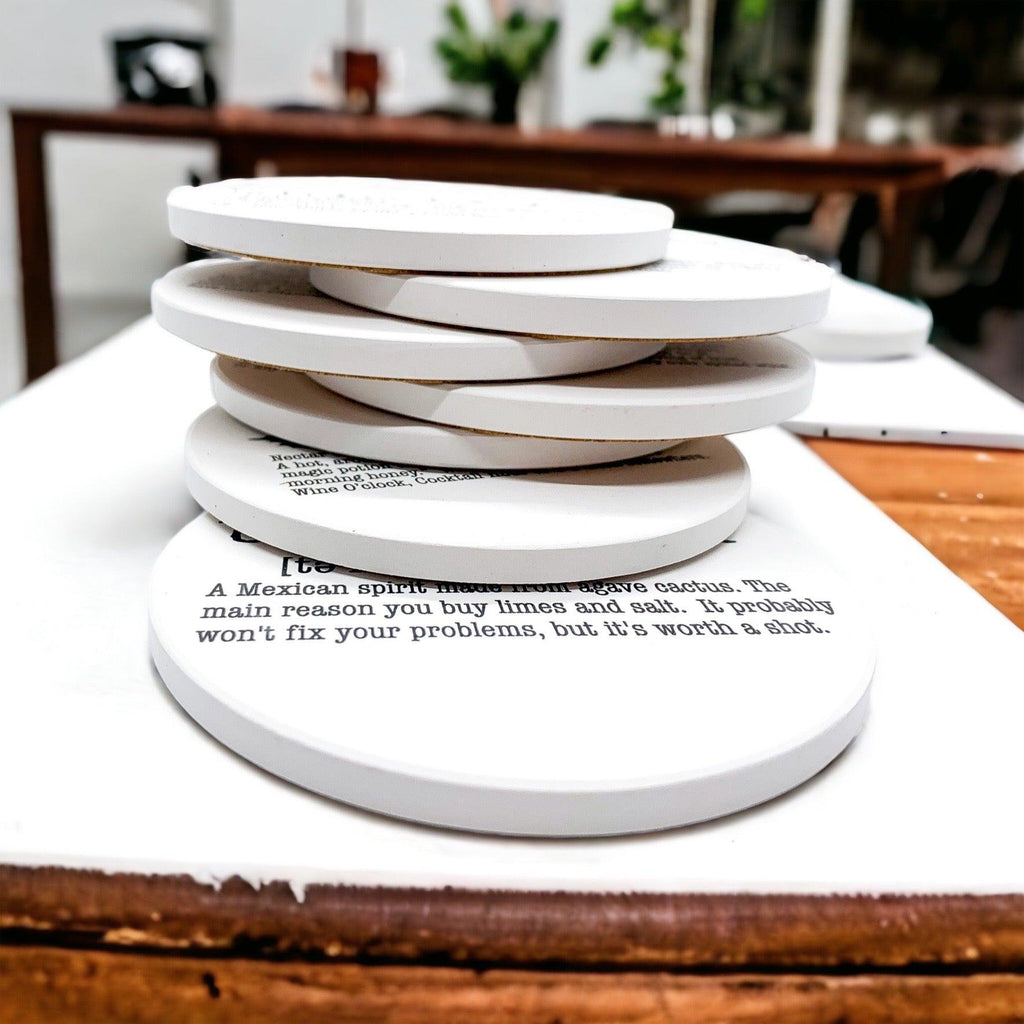 Drink Definition Ceramic Coasters - 14 Drinks | Single, 4-Pack or 6-Pack