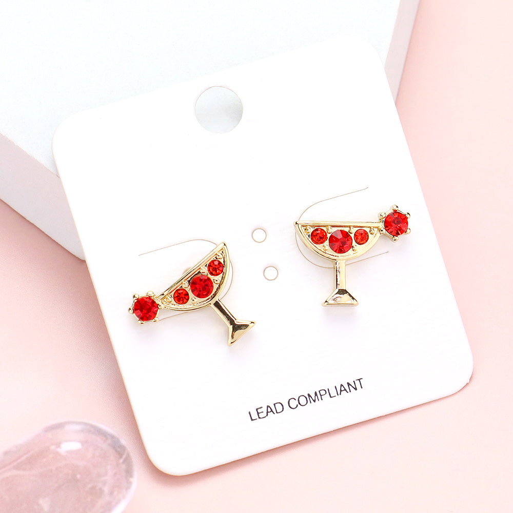 Stone Embellished Cocktail Stud Earrings – Fun Cocktail Jewelry