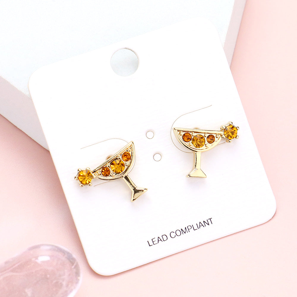 Stone Embellished Cocktail Stud Earrings – Fun Cocktail Jewelry