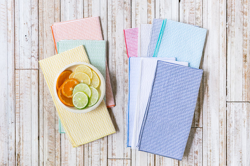 Seersucker Cloth Napkins — Set of 8 (One of Each Color) | 3 Sizes