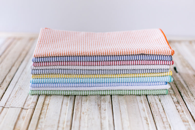 Seersucker Cloth Napkins — Set of 8 (One of Each Color) | 3 Sizes