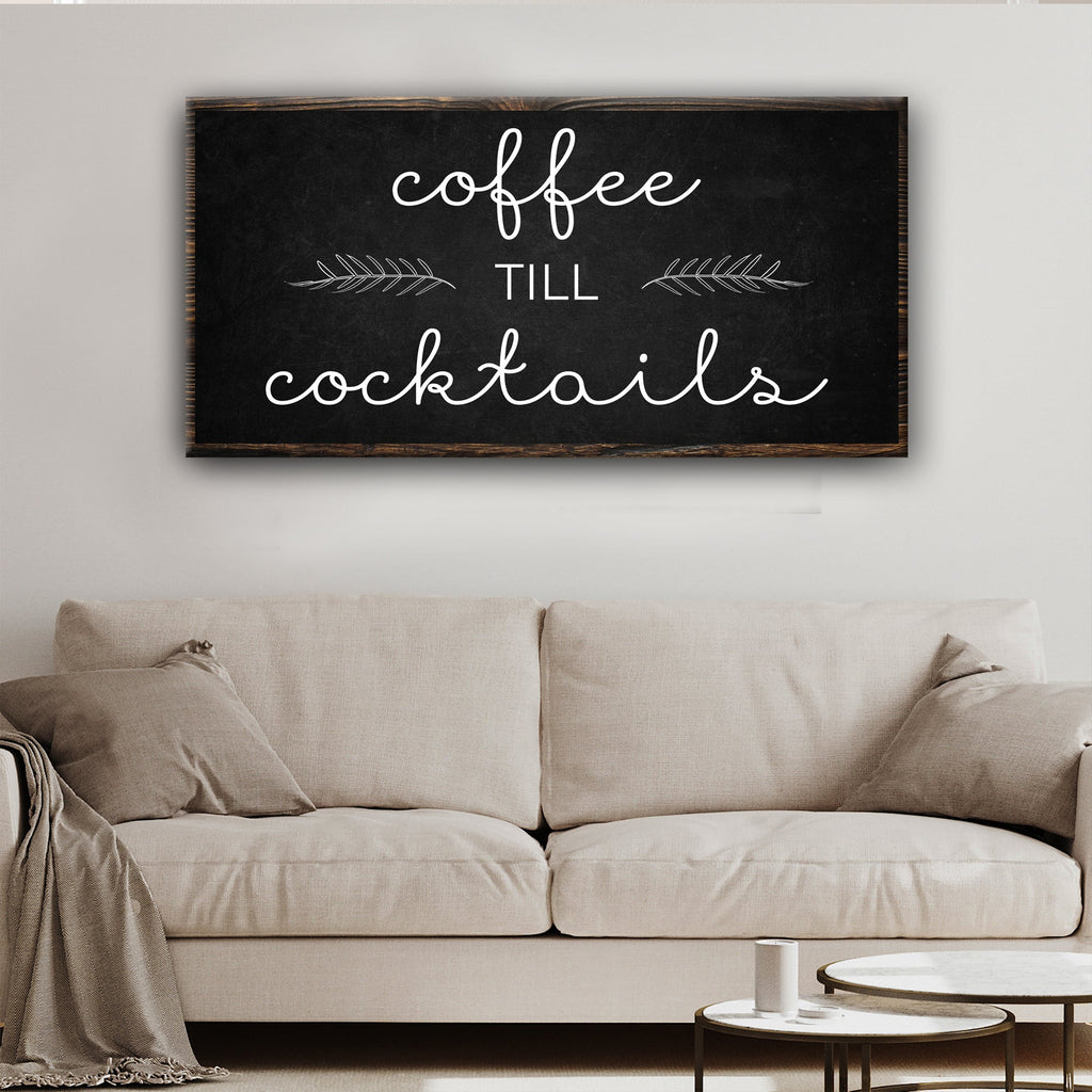 Coffee Till Cocktails Bar Sign – Funny Home Bar Wall Decor