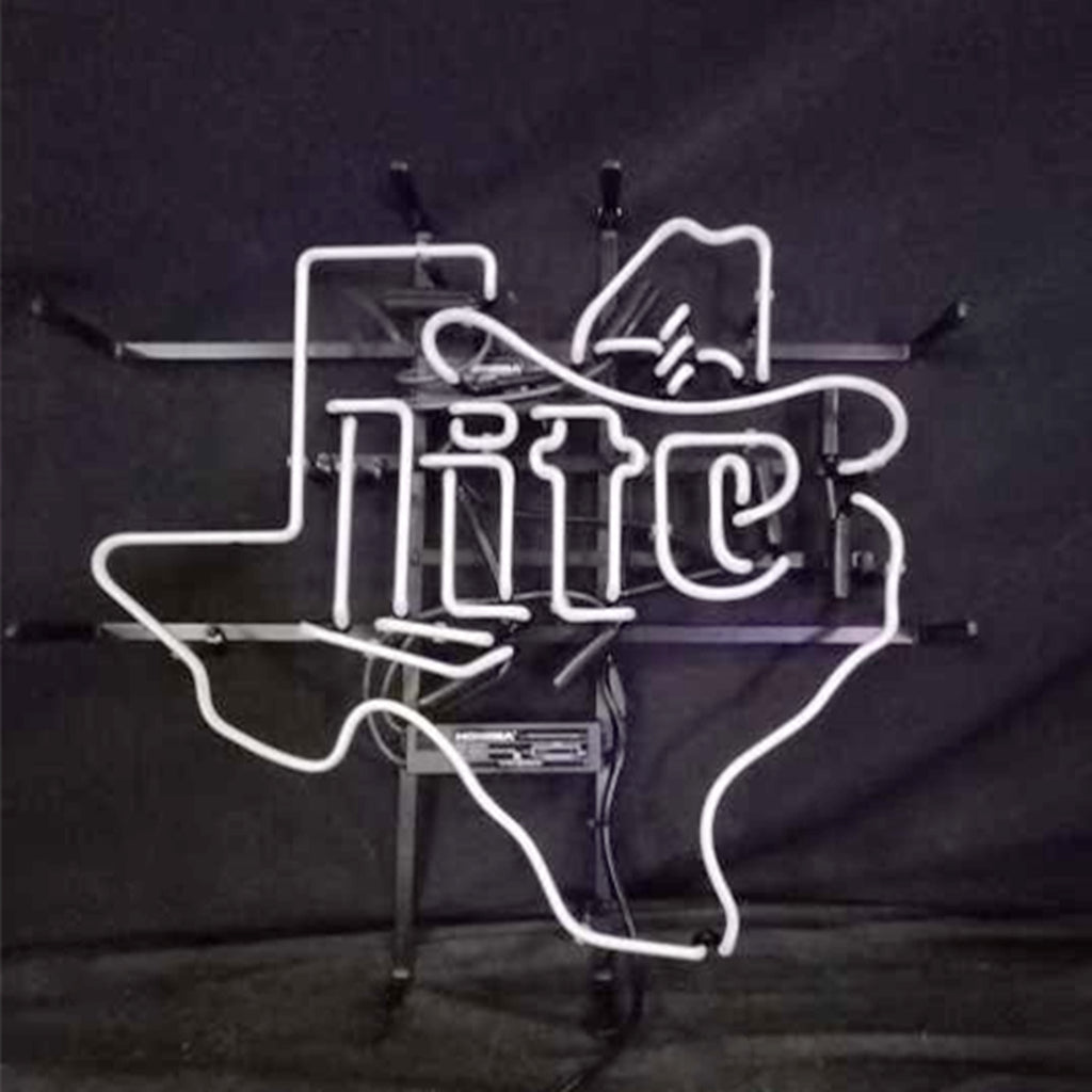 Miller Lite Cowboy Hat & Texas Map Neon Sign