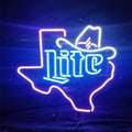 Miller Lite Cowboy Hat & Texas Map Neon Sign