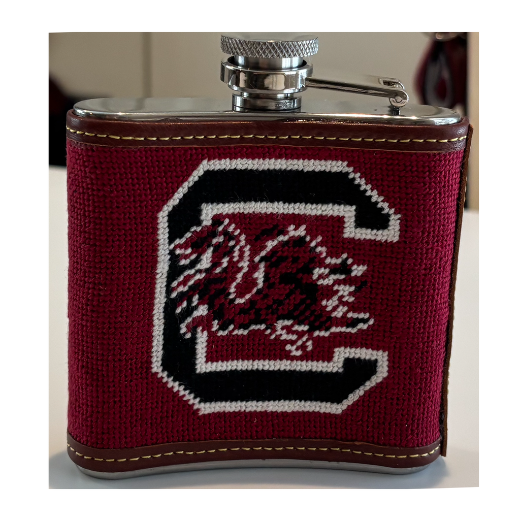 USC Gamecocks Needlepoint Flask - 5 oz | Hand-Stitched | Officially Licensed