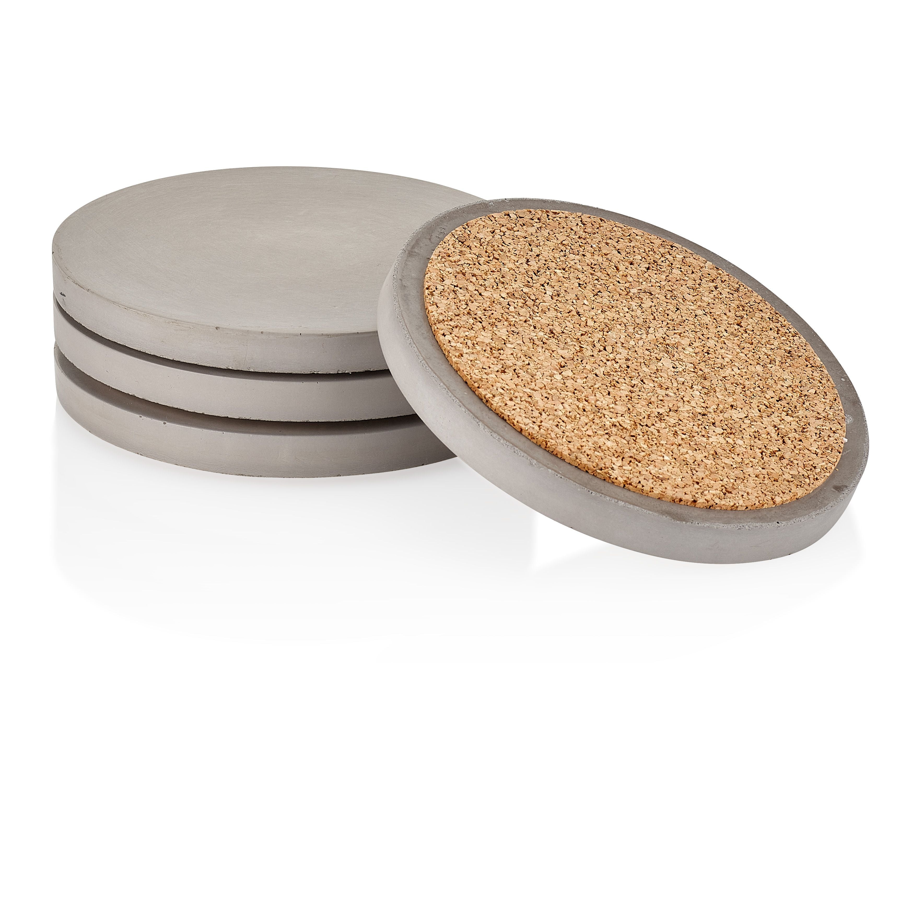 Gray Concrete Round Coasters — Set of 4 | Handcrafted in Charleston, SC
