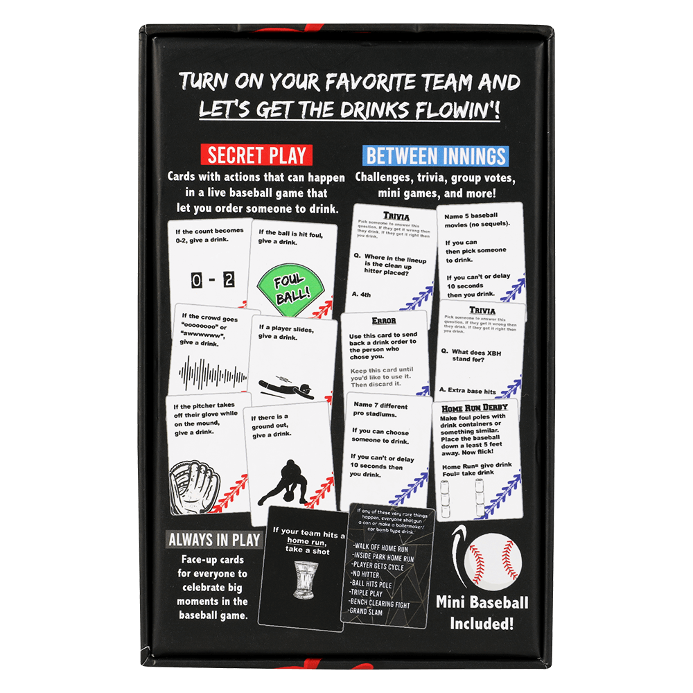 Watch Baseball, Get Drunk - The Live Baseball Drinking Game | 260 Cards