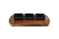 Acacia Wood Charcuterie Board with 3 Black Ceramic Bowls - 18" x 9"
